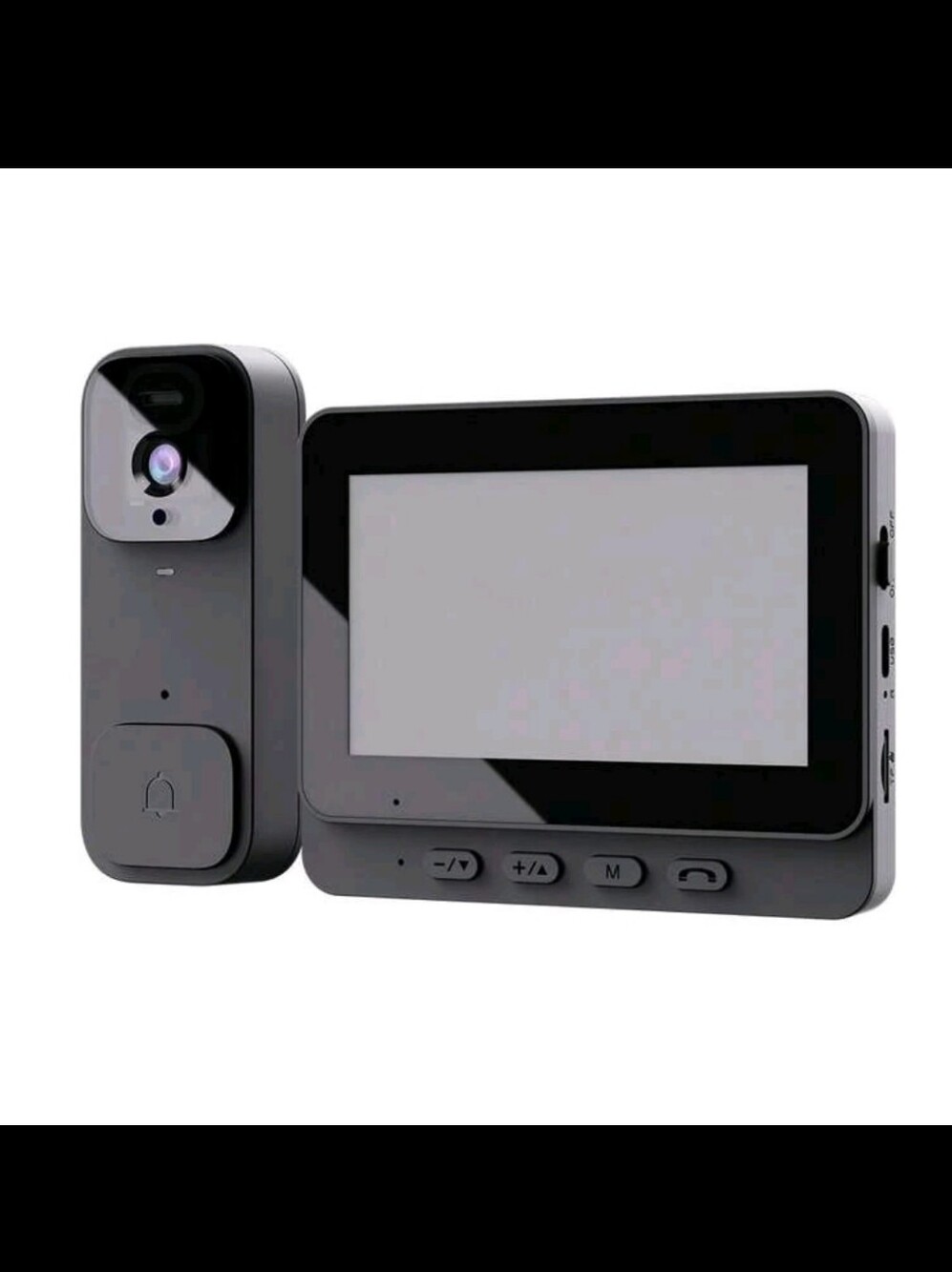 Security Video Doorbell with LCD Monitor - Black